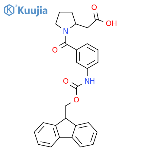 2-{1-3-({(9H-fluoren-9-yl)methoxycarbonyl}amino)benzoylpyrrolidin-2-yl}acetic acid structure