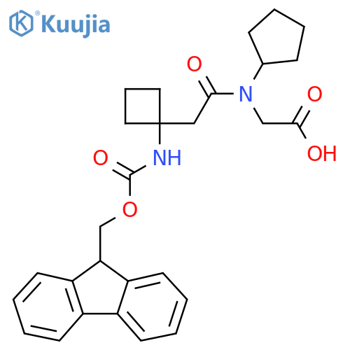 2-{N-cyclopentyl-2-1-({(9H-fluoren-9-yl)methoxycarbonyl}amino)cyclobutylacetamido}acetic acid structure