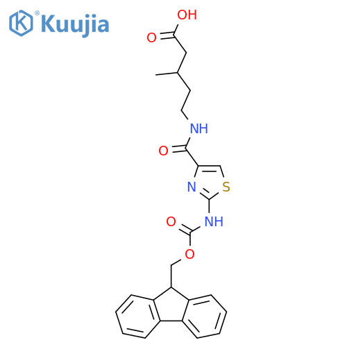 5-{2-({(9H-fluoren-9-yl)methoxycarbonyl}amino)-1,3-thiazol-4-ylformamido}-3-methylpentanoic acid structure