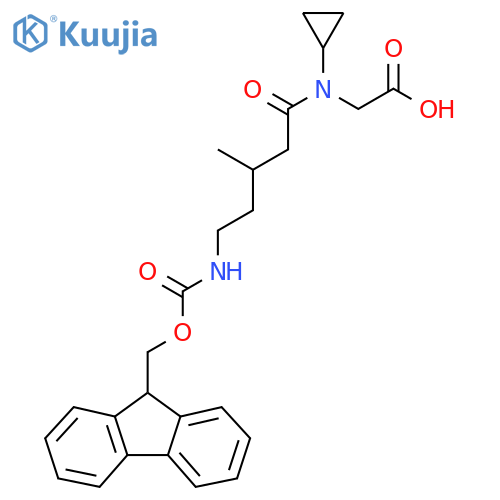 2-N-cyclopropyl-5-({(9H-fluoren-9-yl)methoxycarbonyl}amino)-3-methylpentanamidoacetic acid structure