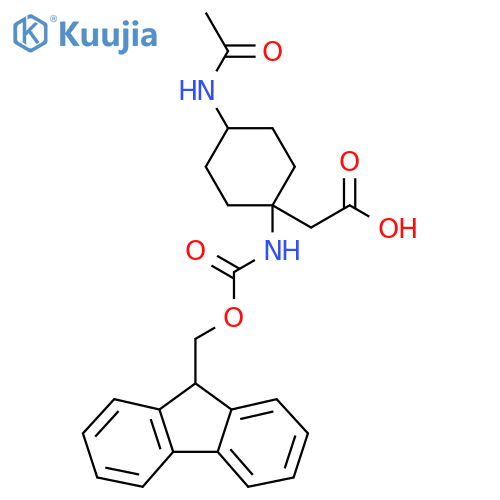 2-4-acetamido-1-({(9H-fluoren-9-yl)methoxycarbonyl}amino)cyclohexylacetic acid structure