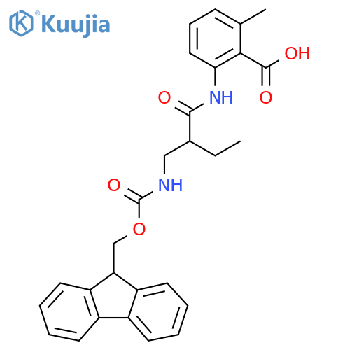 2-{2-({(9H-fluoren-9-yl)methoxycarbonyl}amino)methylbutanamido}-6-methylbenzoic acid structure