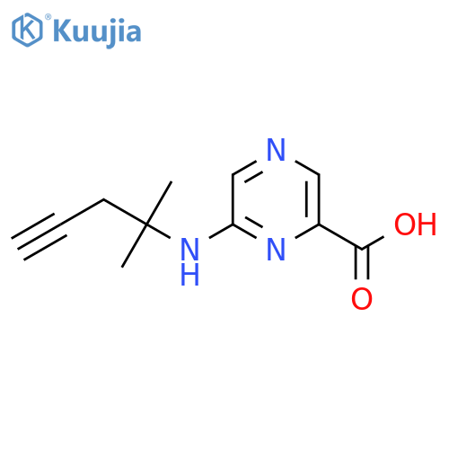 6-(2-methylpent-4-yn-2-yl)aminopyrazine-2-carboxylic acid structure
