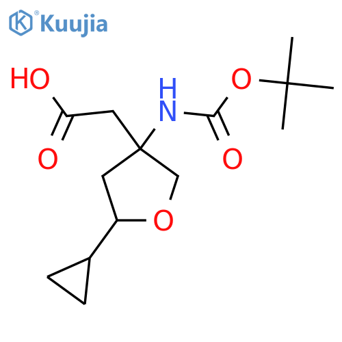 2-(3-{(tert-butoxy)carbonylamino}-5-cyclopropyloxolan-3-yl)acetic acid structure