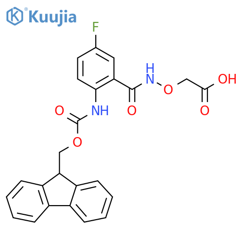 2-({2-({(9H-fluoren-9-yl)methoxycarbonyl}amino)-5-fluorophenylformamido}oxy)acetic acid structure