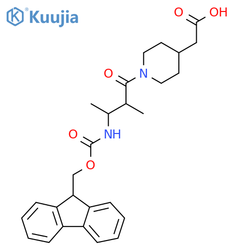 2-{1-[3-({[(9H-fluoren-9-yl)methoxy]carbonyl}amino)-2-methylbutanoyl]piperidin-4-yl}acetic acid structure