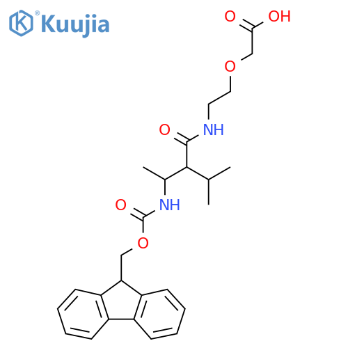 2-{2-3-({(9H-fluoren-9-yl)methoxycarbonyl}amino)-2-(propan-2-yl)butanamidoethoxy}acetic acid structure
