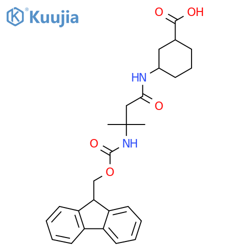 3-3-({(9H-fluoren-9-yl)methoxycarbonyl}amino)-3-methylbutanamidocyclohexane-1-carboxylic acid structure