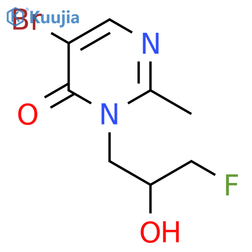 5-bromo-3-(3-fluoro-2-hydroxypropyl)-2-methyl-3,4-dihydropyrimidin-4-one structure