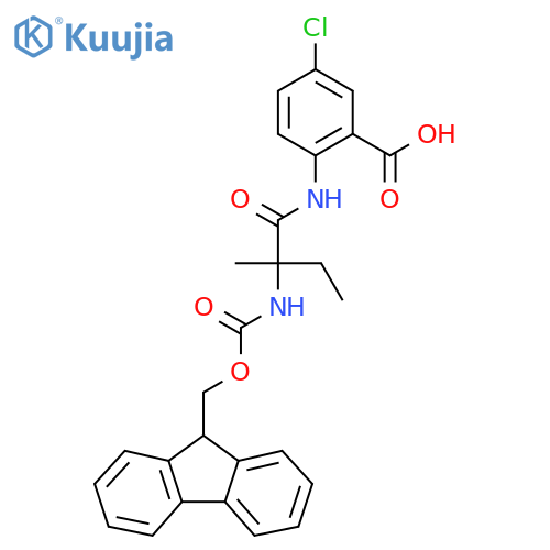 5-chloro-2-2-({(9H-fluoren-9-yl)methoxycarbonyl}amino)-2-methylbutanamidobenzoic acid structure