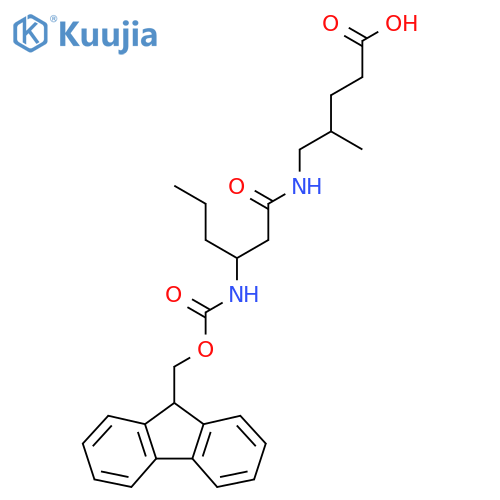 5-3-({(9H-fluoren-9-yl)methoxycarbonyl}amino)hexanamido-4-methylpentanoic acid structure