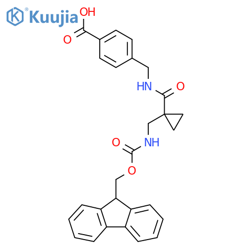 4-({1-({(9H-fluoren-9-yl)methoxycarbonyl}amino)methylcyclopropyl}formamido)methylbenzoic acid structure