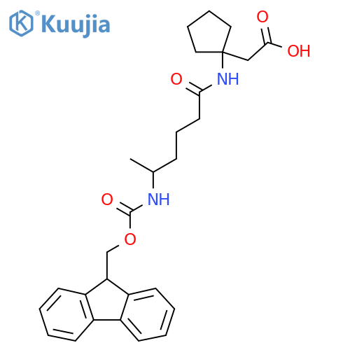 2-{1-5-({(9H-fluoren-9-yl)methoxycarbonyl}amino)hexanamidocyclopentyl}acetic acid structure