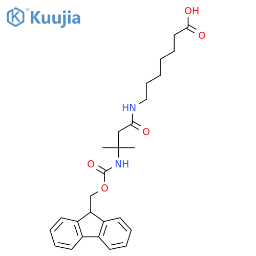 7-3-({(9H-fluoren-9-yl)methoxycarbonyl}amino)-3-methylbutanamidoheptanoic acid structure