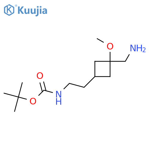 tert-butyl N-{2-3-(aminomethyl)-3-methoxycyclobutylethyl}carbamate structure