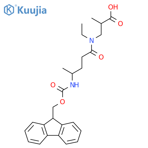 3-N-ethyl-4-({(9H-fluoren-9-yl)methoxycarbonyl}amino)pentanamido-2-methylpropanoic acid structure