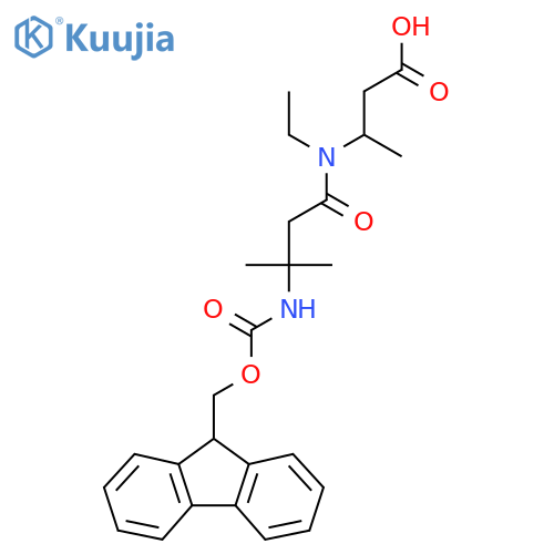 3-N-ethyl-3-({(9H-fluoren-9-yl)methoxycarbonyl}amino)-3-methylbutanamidobutanoic acid structure