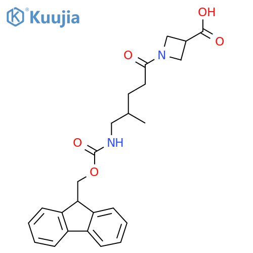 1-5-({(9H-fluoren-9-yl)methoxycarbonyl}amino)-4-methylpentanoylazetidine-3-carboxylic acid structure