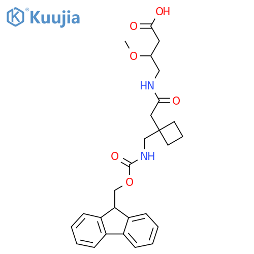 4-(2-{1-({(9H-fluoren-9-yl)methoxycarbonyl}amino)methylcyclobutyl}acetamido)-3-methoxybutanoic acid structure