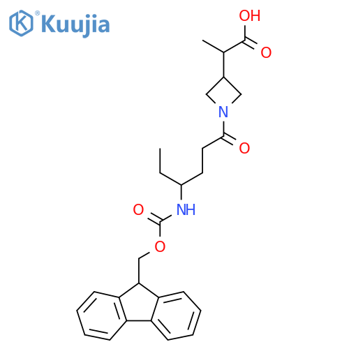2-{1-4-({(9H-fluoren-9-yl)methoxycarbonyl}amino)hexanoylazetidin-3-yl}propanoic acid structure