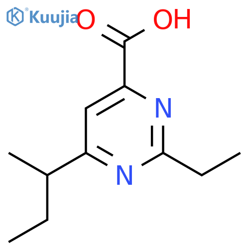6-(butan-2-yl)-2-ethylpyrimidine-4-carboxylic acid structure