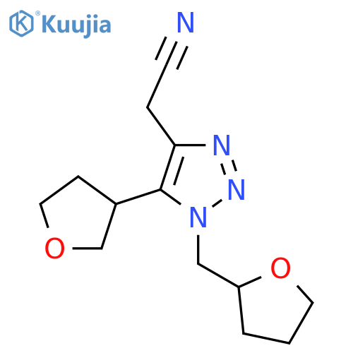 2-1-(oxolan-2-ylmethyl)-5-(oxolan-3-yl)-1H-1,2,3-triazol-4-ylacetonitrile structure