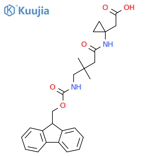 2-{1-4-({(9H-fluoren-9-yl)methoxycarbonyl}amino)-3,3-dimethylbutanamidocyclopropyl}acetic acid structure