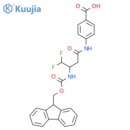 4-3-({(9H-fluoren-9-yl)methoxycarbonyl}amino)-4,4-difluorobutanamidobenzoic acid structure