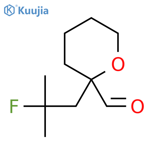 2-(2-fluoro-2-methylpropyl)oxane-2-carbaldehyde structure