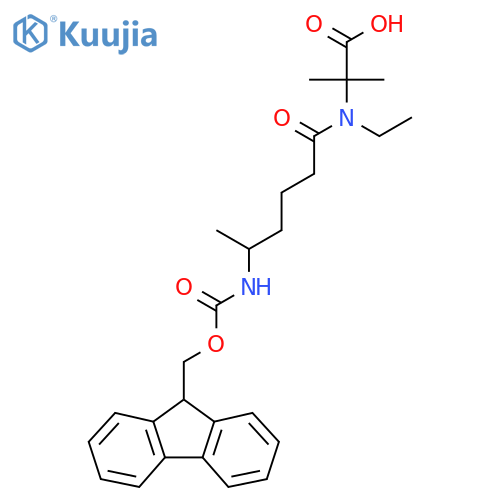 2-N-ethyl-5-({(9H-fluoren-9-yl)methoxycarbonyl}amino)hexanamido-2-methylpropanoic acid structure
