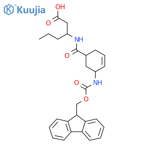 3-{5-({(9H-fluoren-9-yl)methoxycarbonyl}amino)cyclohex-3-en-1-ylformamido}hexanoic acid structure