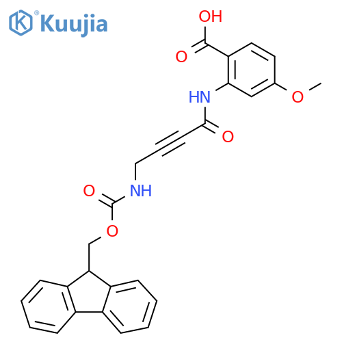 2-4-({(9H-fluoren-9-yl)methoxycarbonyl}amino)but-2-ynamido-4-methoxybenzoic acid structure
