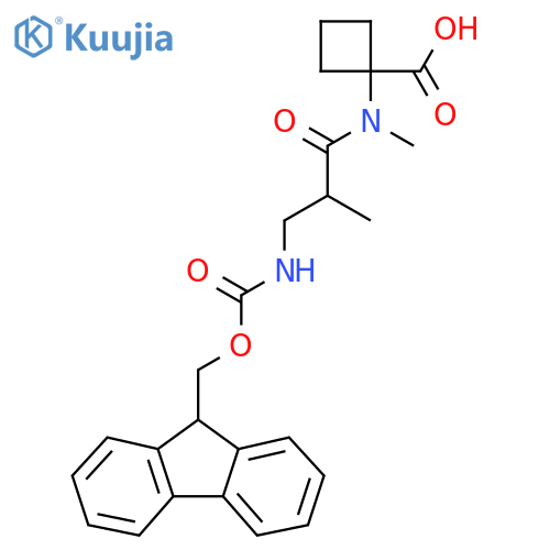 1-3-({(9H-fluoren-9-yl)methoxycarbonyl}amino)-N,2-dimethylpropanamidocyclobutane-1-carboxylic acid structure
