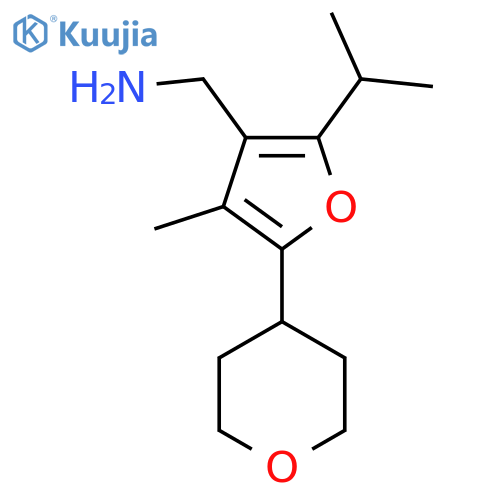 4-methyl-5-(oxan-4-yl)-2-(propan-2-yl)furan-3-ylmethanamine structure