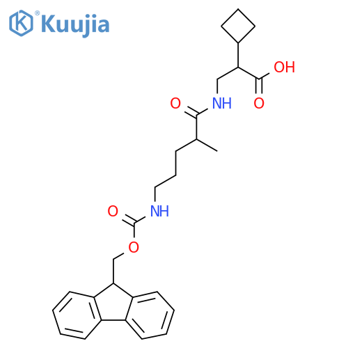 2-cyclobutyl-3-5-({(9H-fluoren-9-yl)methoxycarbonyl}amino)-2-methylpentanamidopropanoic acid structure