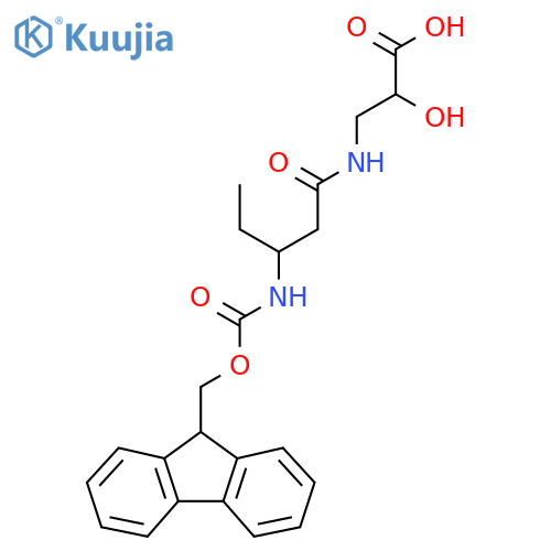 3-3-({(9H-fluoren-9-yl)methoxycarbonyl}amino)pentanamido-2-hydroxypropanoic acid structure