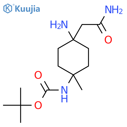 tert-butyl N-4-amino-4-(carbamoylmethyl)-1-methylcyclohexylcarbamate structure