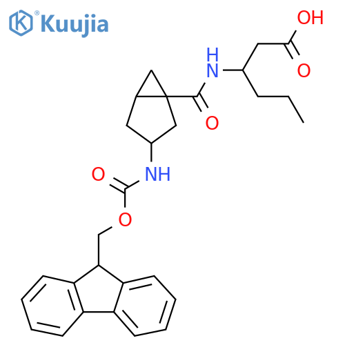 3-{3-({(9H-fluoren-9-yl)methoxycarbonyl}amino)bicyclo3.1.0hexan-1-ylformamido}hexanoic acid structure