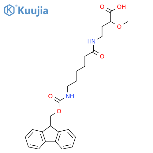 4-6-({(9H-fluoren-9-yl)methoxycarbonyl}amino)hexanamido-2-methoxybutanoic acid structure