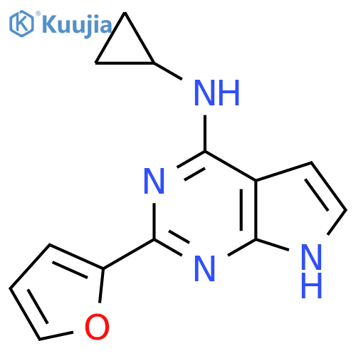 N-cyclopropyl-2-(furan-2-yl)-7H-pyrrolo2,3-dpyrimidin-4-amine structure