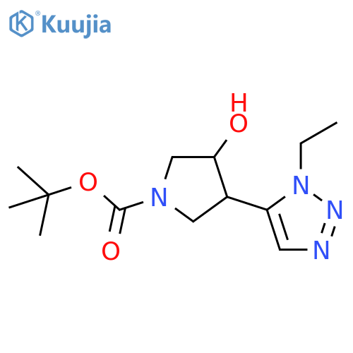 tert-butyl 3-(1-ethyl-1H-1,2,3-triazol-5-yl)-4-hydroxypyrrolidine-1-carboxylate structure