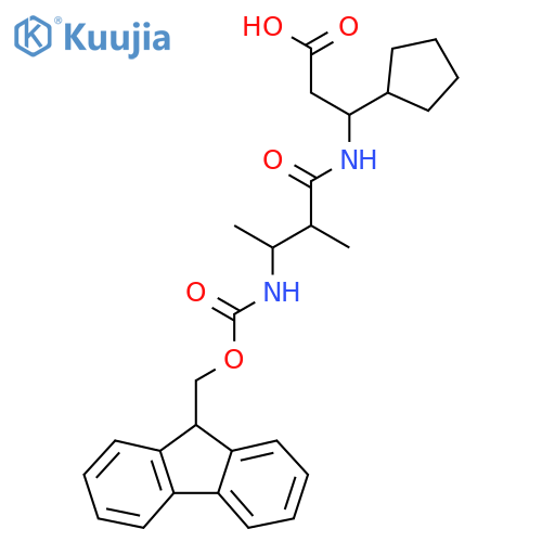 3-cyclopentyl-3-3-({(9H-fluoren-9-yl)methoxycarbonyl}amino)-2-methylbutanamidopropanoic acid structure