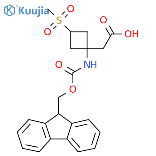 2-1-({(9H-fluoren-9-yl)methoxycarbonyl}amino)-3-methanesulfonylcyclobutylacetic acid structure
