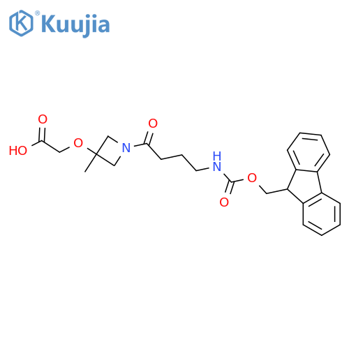 2-({1-4-({(9H-fluoren-9-yl)methoxycarbonyl}amino)butanoyl-3-methylazetidin-3-yl}oxy)acetic acid structure