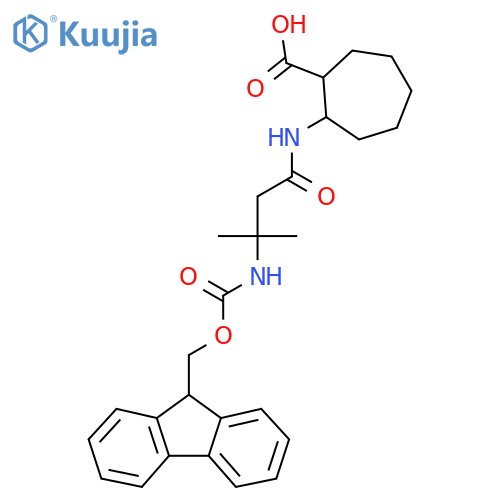 2-3-({(9H-fluoren-9-yl)methoxycarbonyl}amino)-3-methylbutanamidocycloheptane-1-carboxylic acid structure