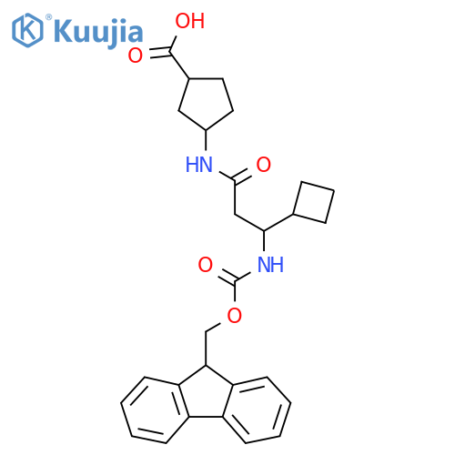 3-3-cyclobutyl-3-({(9H-fluoren-9-yl)methoxycarbonyl}amino)propanamidocyclopentane-1-carboxylic acid structure