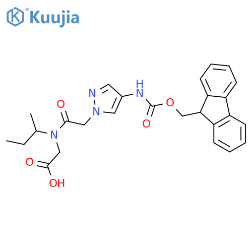 2-N-(butan-2-yl)-2-4-({(9H-fluoren-9-yl)methoxycarbonyl}amino)-1H-pyrazol-1-ylacetamidoacetic acid structure