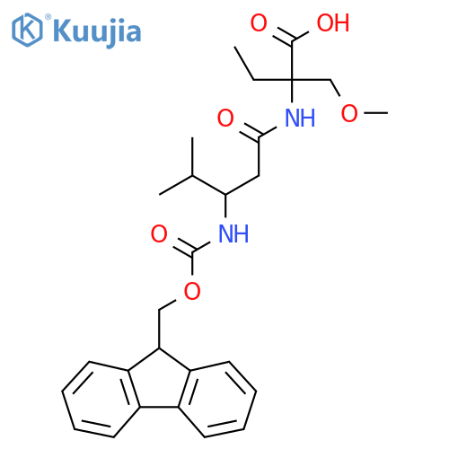 2-3-({(9H-fluoren-9-yl)methoxycarbonyl}amino)-4-methylpentanamido-2-(methoxymethyl)butanoic acid structure