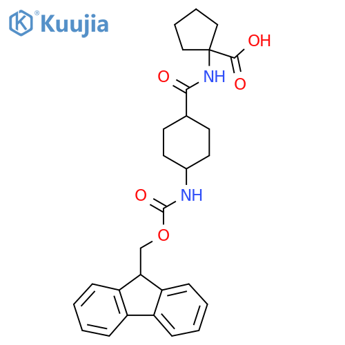 1-4-({(9H-fluoren-9-yl)methoxycarbonyl}amino)cyclohexaneamidocyclopentane-1-carboxylic acid structure