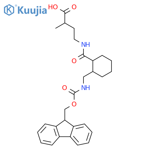 4-({2-({(9H-fluoren-9-yl)methoxycarbonyl}amino)methylcyclohexyl}formamido)-2-methylbutanoic acid structure